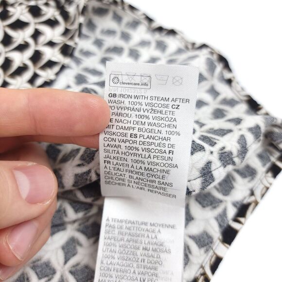 OTHER STORIES Chain Print Long Sleeve Blouse Balloon Sleeves Clean Girl 6 Black - Picture 8 of 9